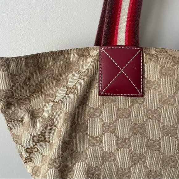 Authentic Gucci GG Monogram Medium Web Handle Bucket Tote - Picture 4 of 16